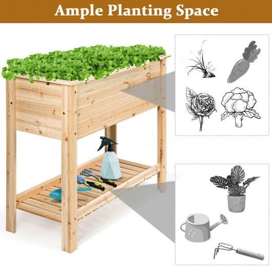 Raised Garden Bed with Storage Shelf Y89585