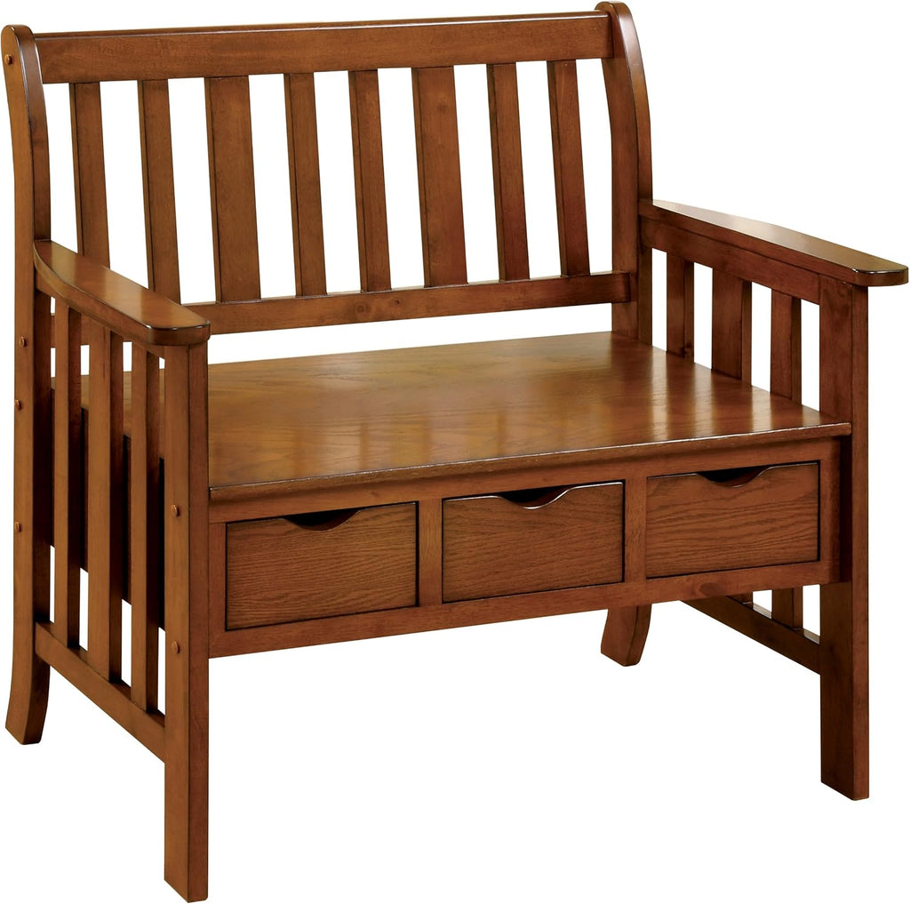 Oak Accent Bench with 3-Drawers C39575
