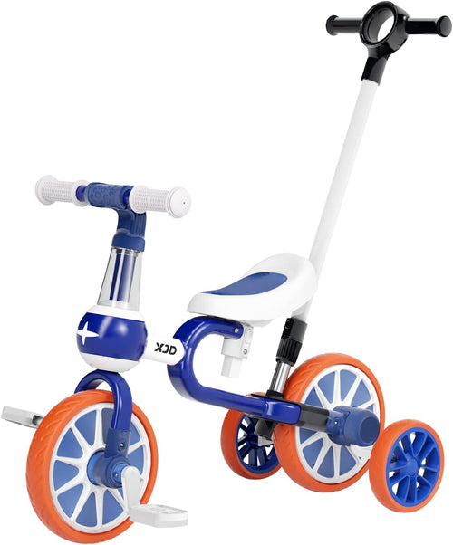 3 in 1 Baby Balance Bike Tricycle with Adjustable Seat Detachable Pedal, Blue Pack of 2 I688776