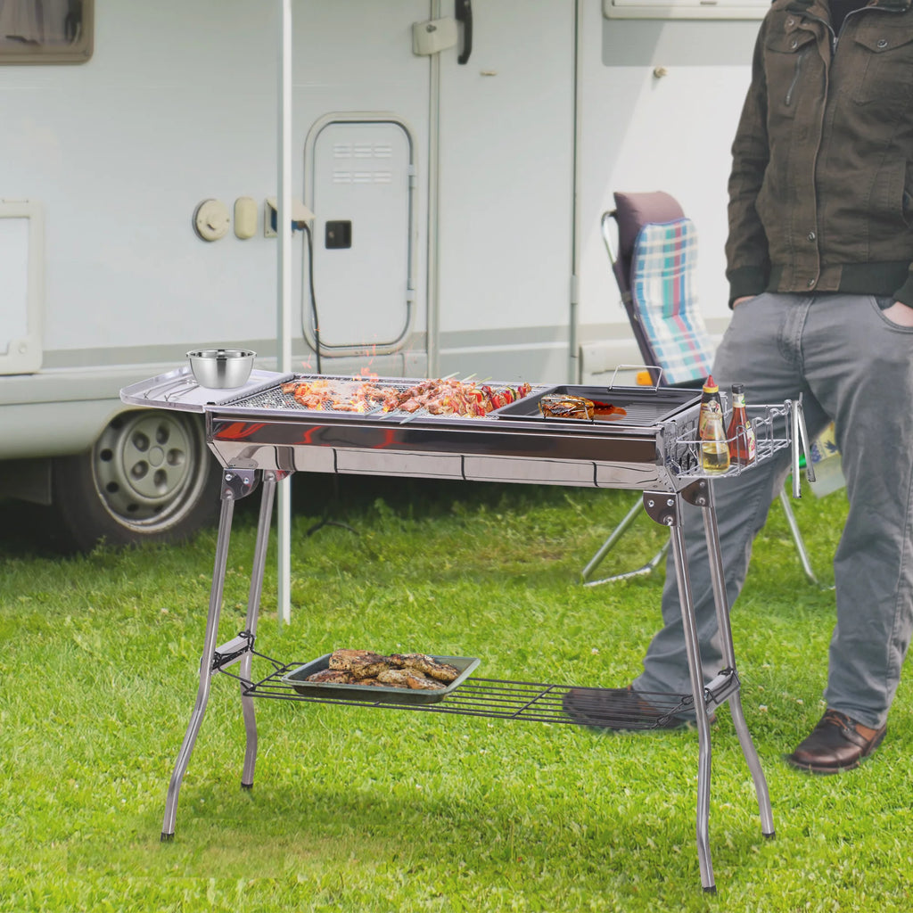 Portable Folding Charcoal BBQ Grill Stainless Steel B8764